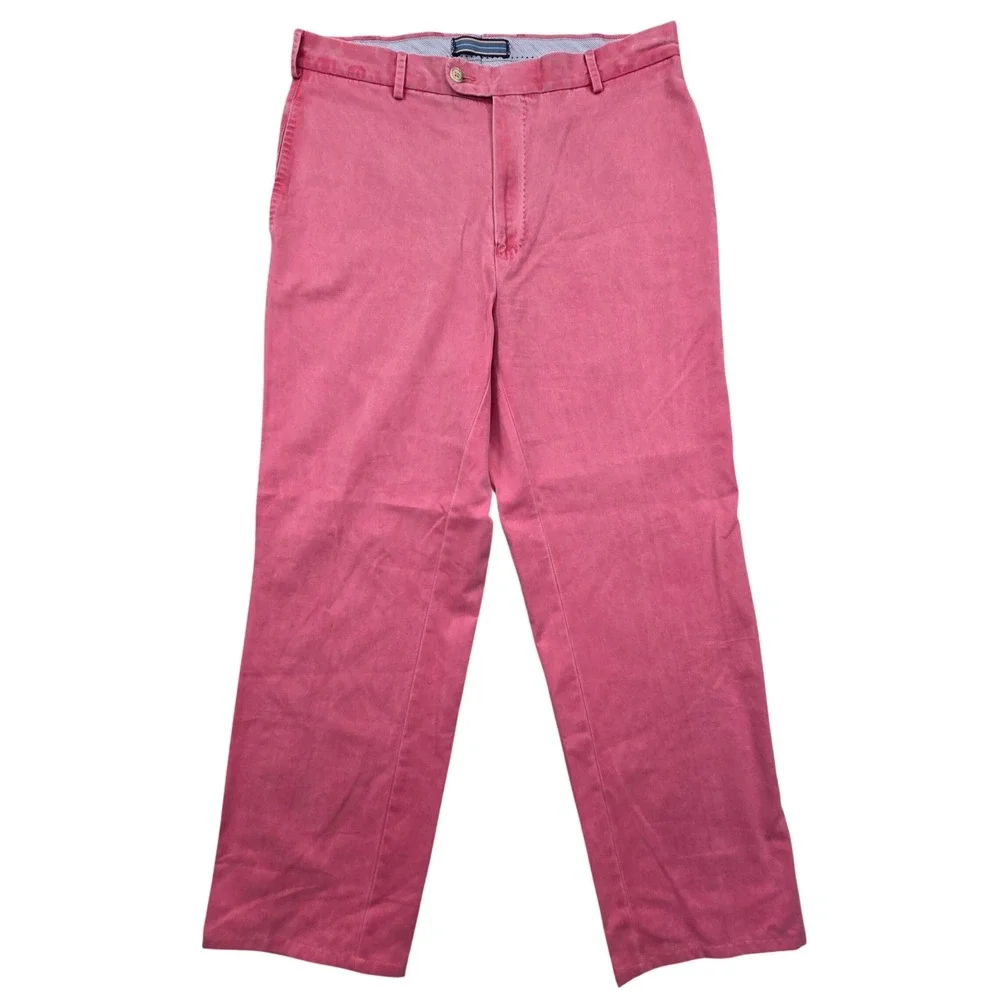 Peter Millar Raleigh Washed Twill Flat Front Pants Coral Pink Mens 33x30